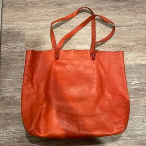 Monogrammed Madewell Tote in Red Leather